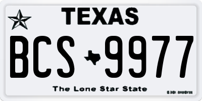 TX license plate BCS9977