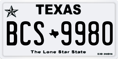 TX license plate BCS9980
