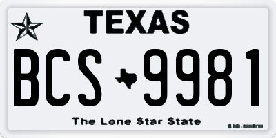 TX license plate BCS9981