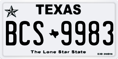 TX license plate BCS9983