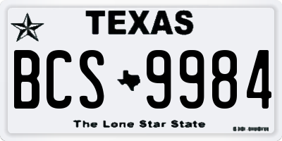 TX license plate BCS9984