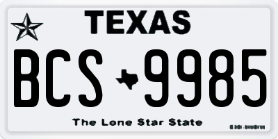 TX license plate BCS9985