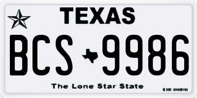 TX license plate BCS9986