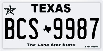 TX license plate BCS9987