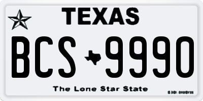 TX license plate BCS9990