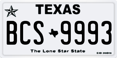 TX license plate BCS9993