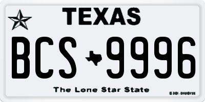 TX license plate BCS9996