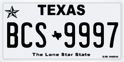 TX license plate BCS9997