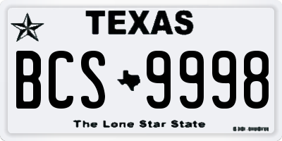 TX license plate BCS9998