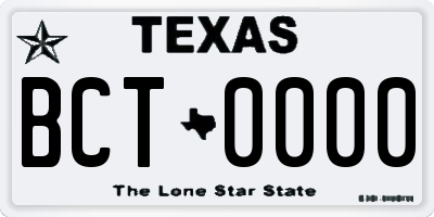 TX license plate BCT0000