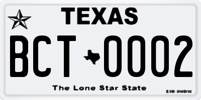 TX license plate BCT0002