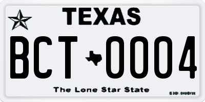 TX license plate BCT0004