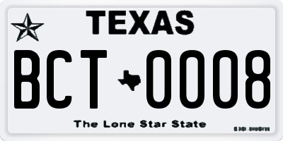 TX license plate BCT0008