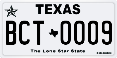 TX license plate BCT0009