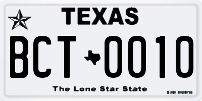 TX license plate BCT0010