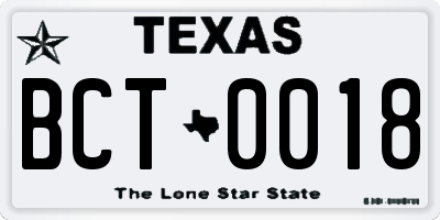 TX license plate BCT0018