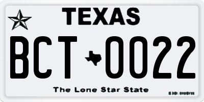 TX license plate BCT0022