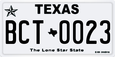 TX license plate BCT0023