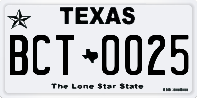 TX license plate BCT0025