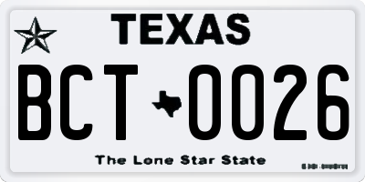 TX license plate BCT0026