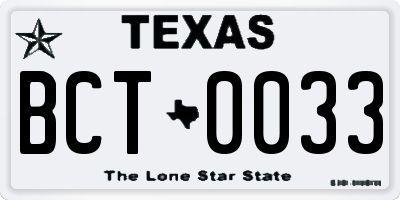 TX license plate BCT0033