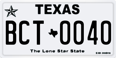TX license plate BCT0040