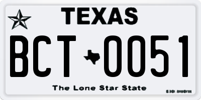 TX license plate BCT0051