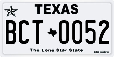 TX license plate BCT0052