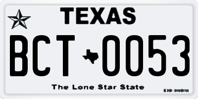 TX license plate BCT0053