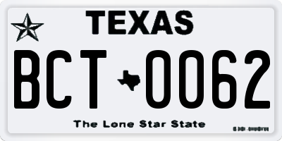 TX license plate BCT0062