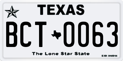 TX license plate BCT0063