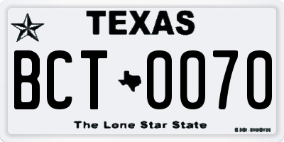 TX license plate BCT0070