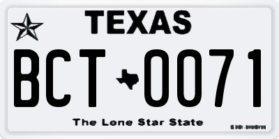 TX license plate BCT0071