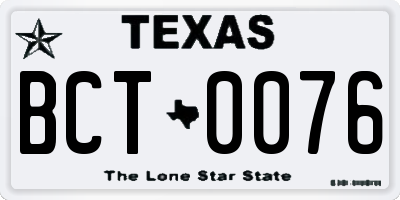 TX license plate BCT0076