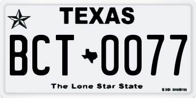 TX license plate BCT0077