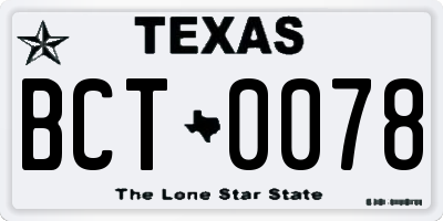 TX license plate BCT0078