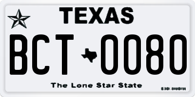 TX license plate BCT0080