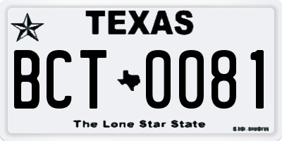 TX license plate BCT0081