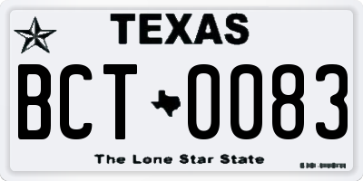 TX license plate BCT0083