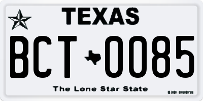 TX license plate BCT0085