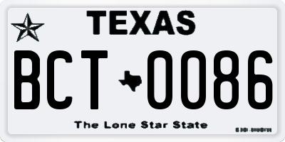 TX license plate BCT0086