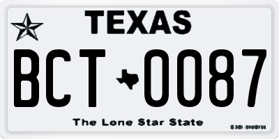 TX license plate BCT0087