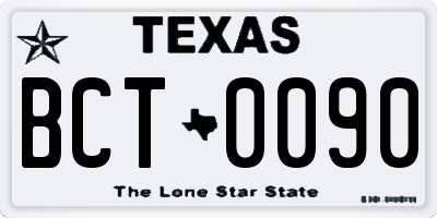 TX license plate BCT0090