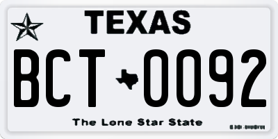 TX license plate BCT0092