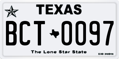 TX license plate BCT0097