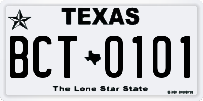 TX license plate BCT0101