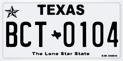 TX license plate BCT0104