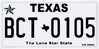 TX license plate BCT0105