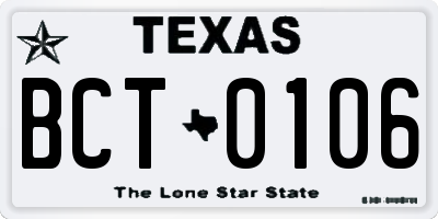 TX license plate BCT0106