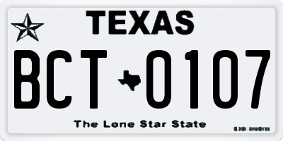 TX license plate BCT0107
